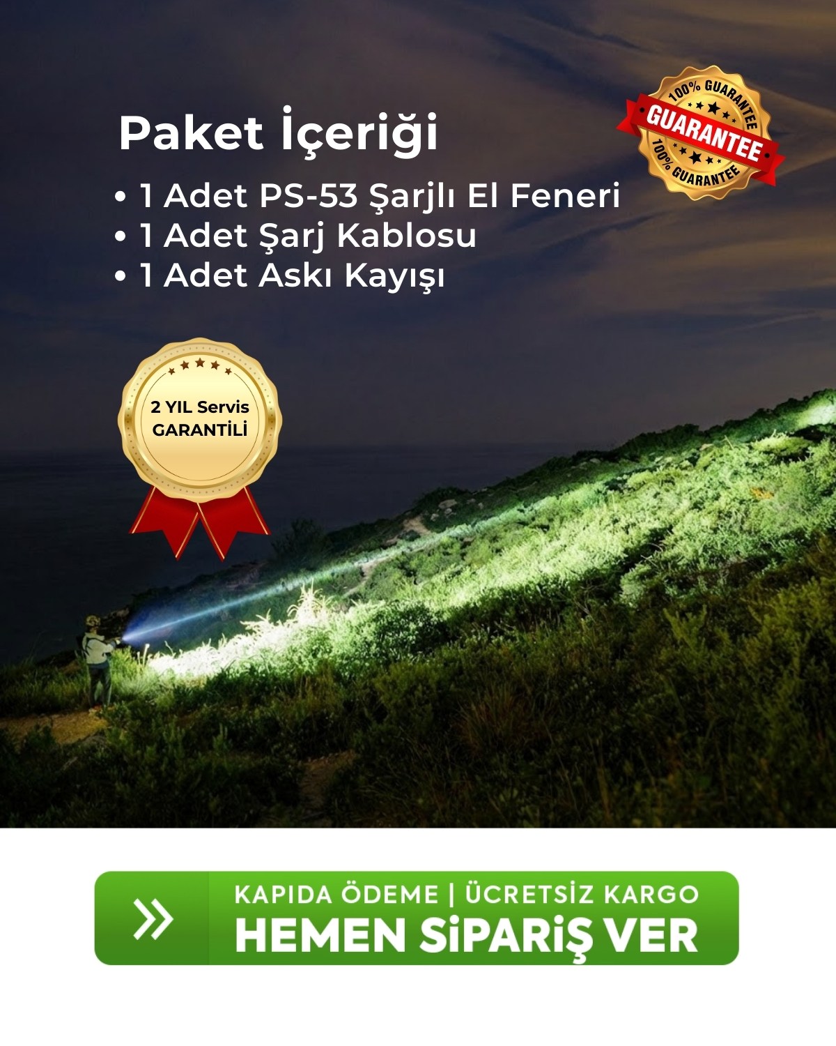  Kaliteli El Feneri Paket İçeriği